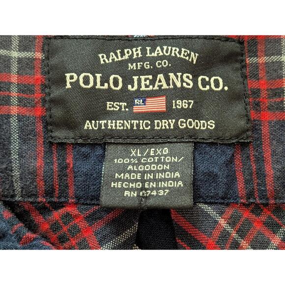 NWT Ralph Lauren Polo Jeans Co Shirt Mens XL NavyRedWhite Plaid ButtonDown - Picture 9 of 14